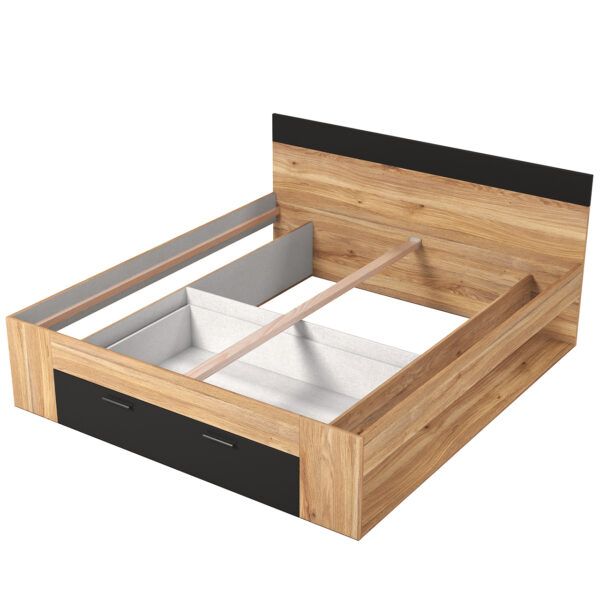 Posteľ so zásuvkami 180x200 DELTA BE92 dub mauvella / čierna - Image 2