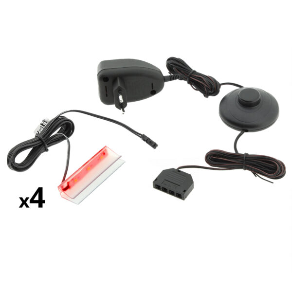 LED osvetlenie 4 police - červené