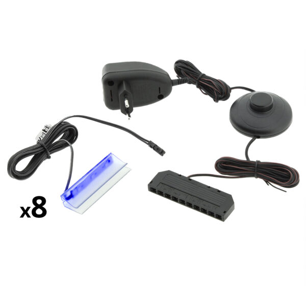 LED osvetlenie 8 políc - modré