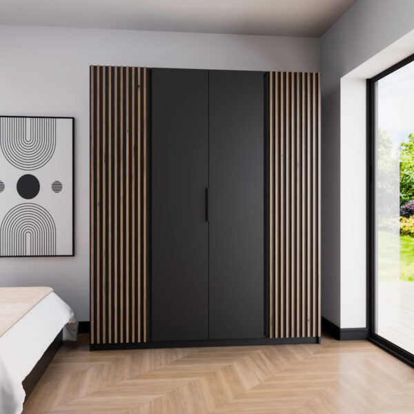 Šatníková skriňa 200cm KAYA 11 čierna / čierna / dub evoke - Image 4