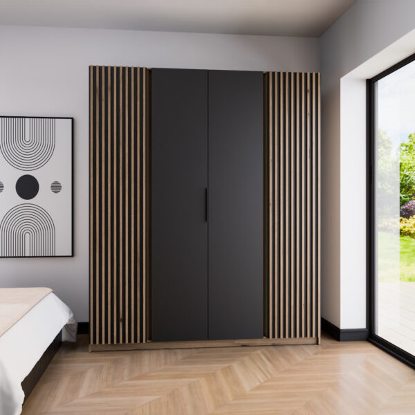 Šatníková skriňa 200cm KAYA 11 dub evoke / čierna / dub evoke - Image 4