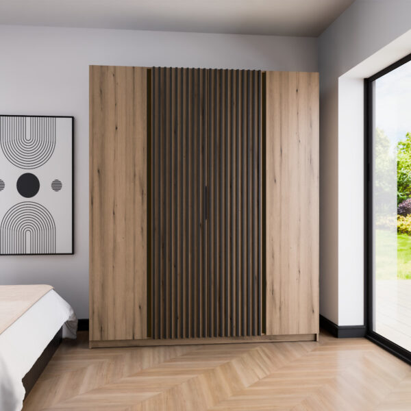 Skriňa 200cm KAYA 13 dub evoke / dub evoke / čierna - Image 4
