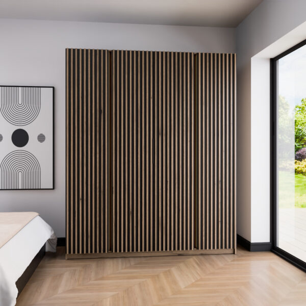 Šatníková skriňa 200cm KAYA 15 dub evoke / čierna / dub evoke - Image 4