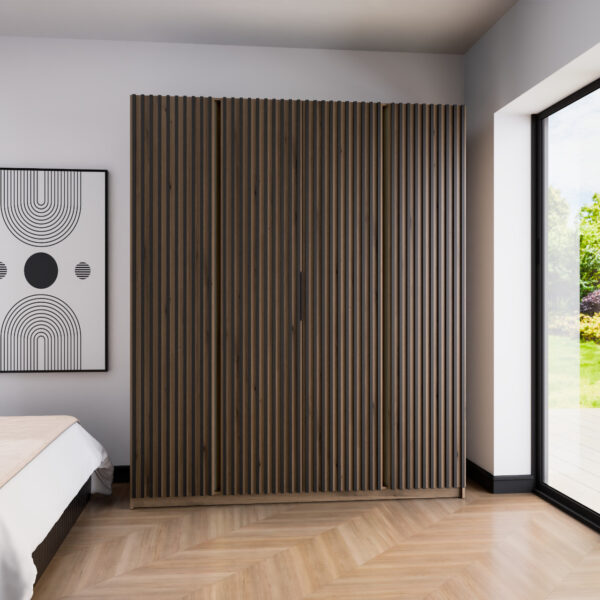 Šatníková skriňa 200cm KAYA 15 dub evoke / dub evoke / čierna - Image 4
