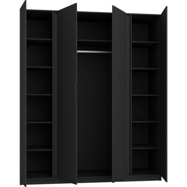 Skriňa 200cm so zrkadlom KAYA 14 čierna / čierna / dubová evokácia - Image 2