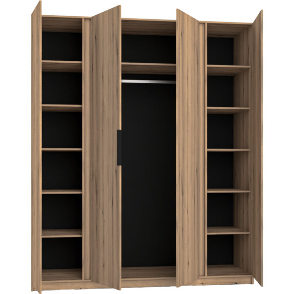 Skriňa 200cm so zrkadlom KAYA 14 dub evoká / dub evokácia / čierna - Image 2