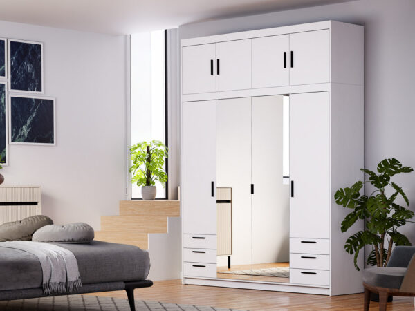 ELENI 4D6S biela zrkadlová skrinka - Image 6