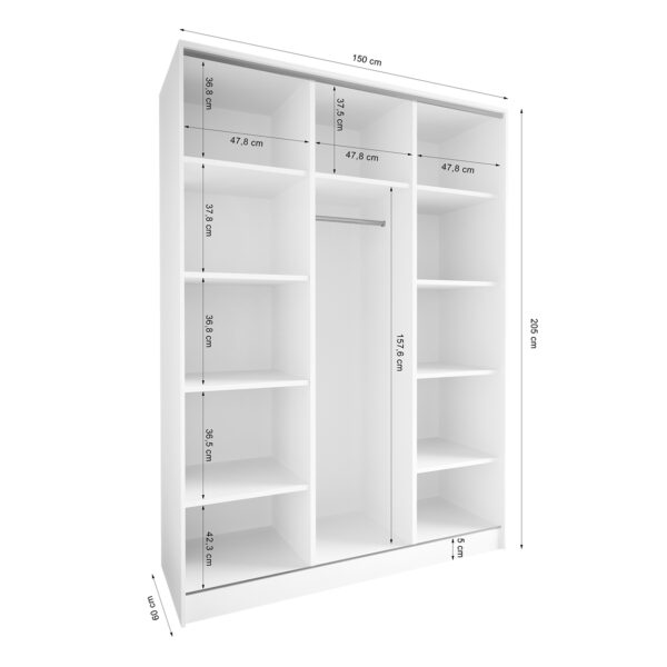 TRIVI A 150 kašmírová / zlatá posuvná skrinka so zrkadlom - Image 3