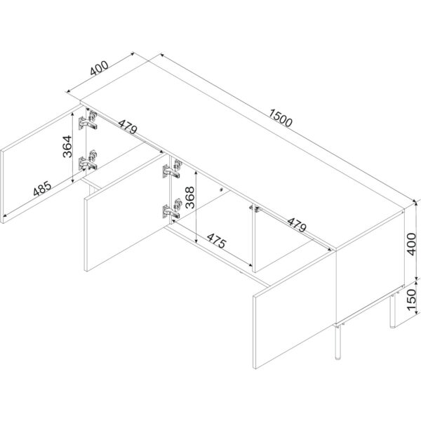 RTV TIFFANY 150 zelená matná komoda - Image 3