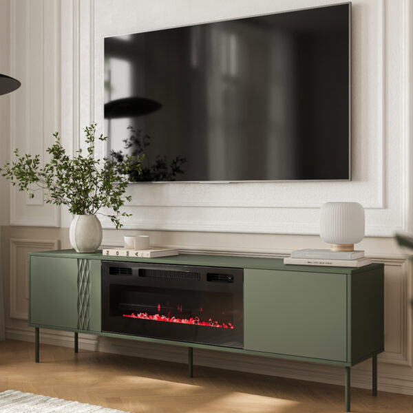 RTV komoda s krbom TIFFANY 180 zelená matná - Image 4