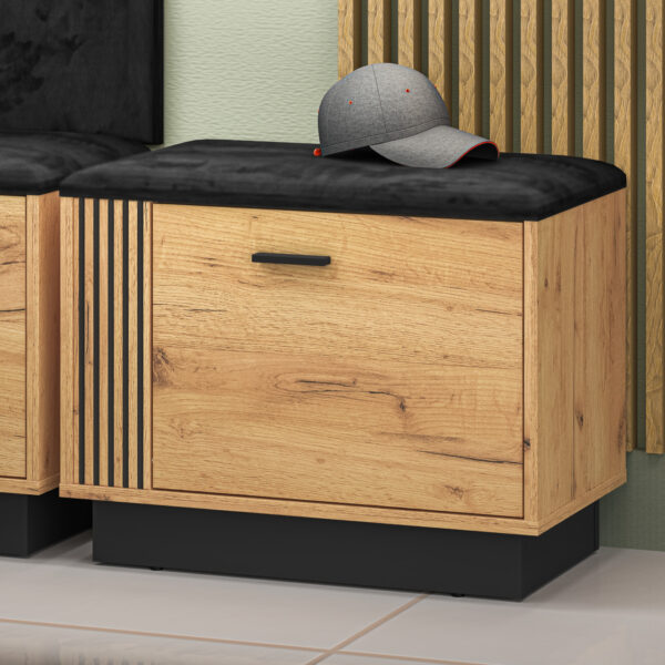 Skrinka na topánky so sedadlom URSA 16 dub craft gold + čierna - Image 3