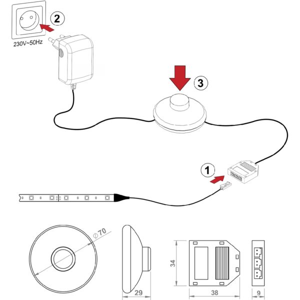 LED osvetlenie pre RTV skrinku 200 biela - Image 2