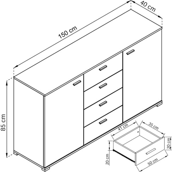 SIM 150 biela komoda - Image 2