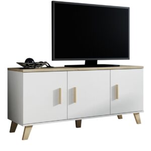 Komoda RTV LOTAR 150 3D briliantově bílá / dub sonoma
