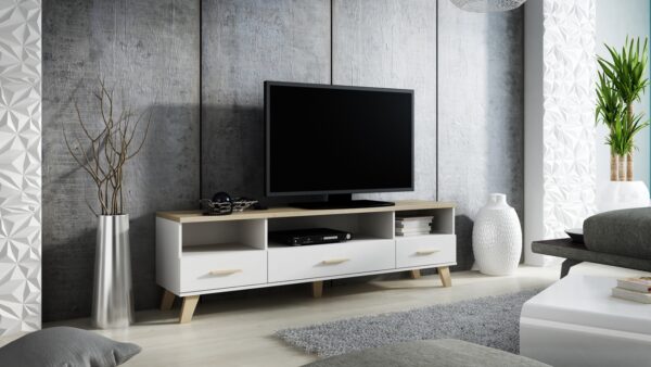 RTV LOTAR 180 brilantná biela / dub sonoma komoda - Image 3