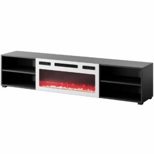 Komoda RTV LOOP 180 EF černá / krb bílý