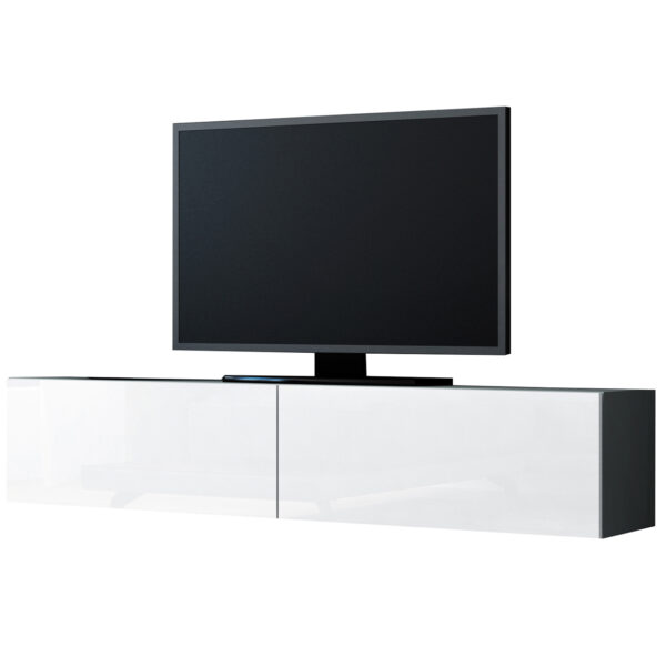 Komoda RTV 140 GOVI GREY B VG4 šedá / bílý lesk