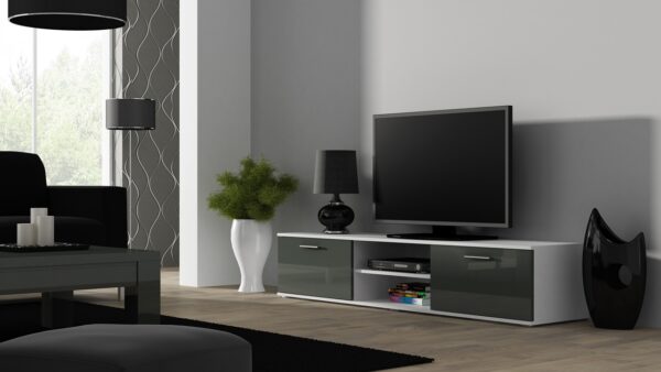 RTV BRNO SH3F komoda biela / sivá lesklá - Image 2