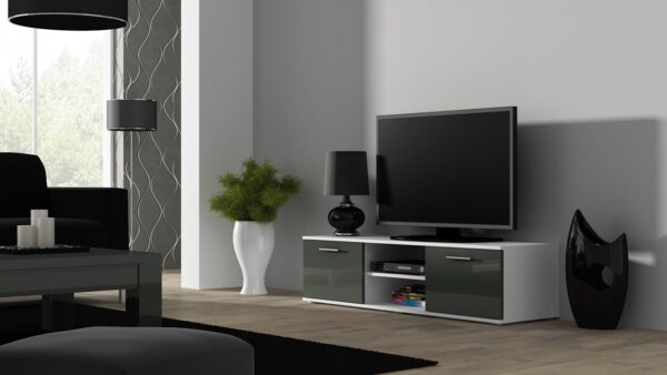 RTV BRNO SH4F komoda biela / sivá lesklá - Image 2