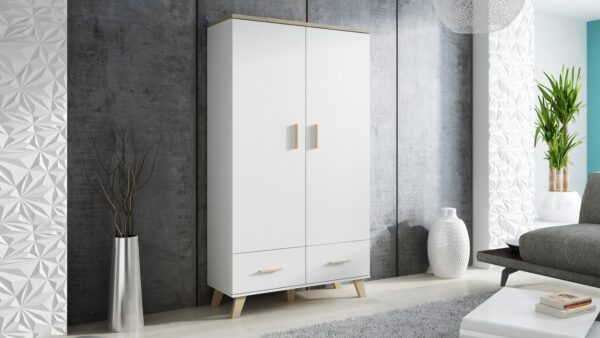 Skriňa LOTAR 110 briliantová biela / dubová skriňa sonoma - Image 2