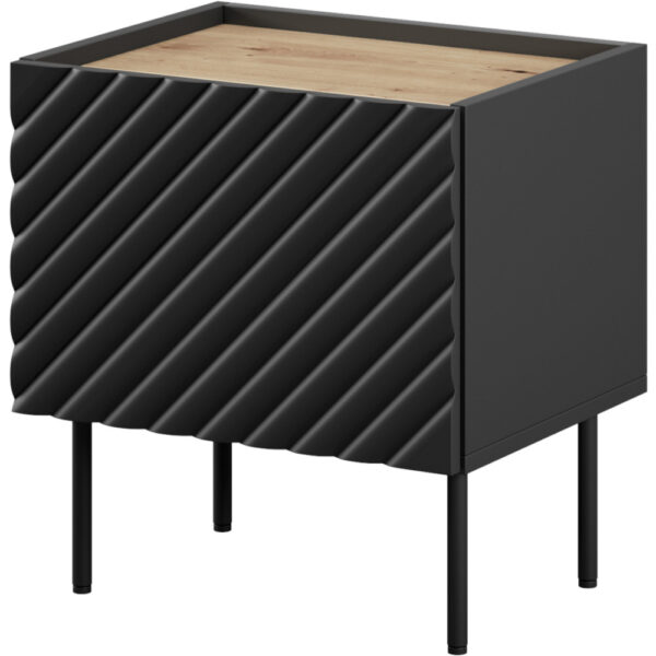 Noční stolek 2 ks INDA černý / dub artisan