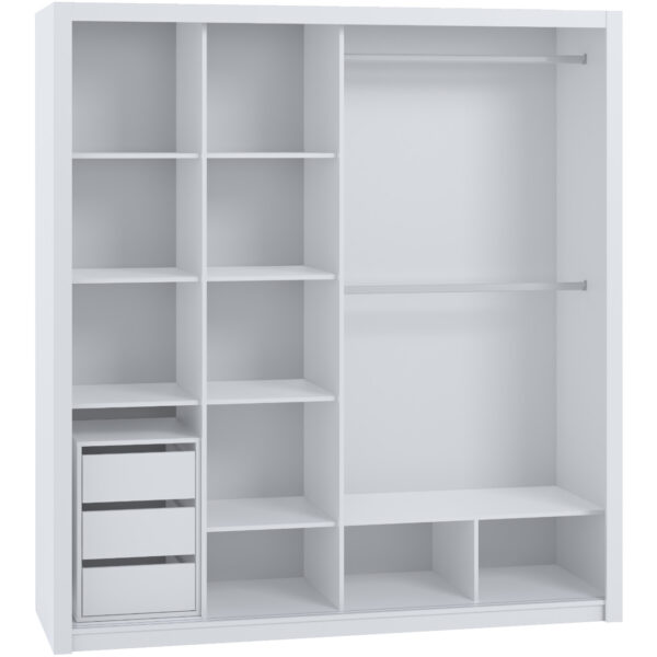 Skriňa s posuvnými dverami so zrkadlom 220 BONEY BO11 biela - Image 3