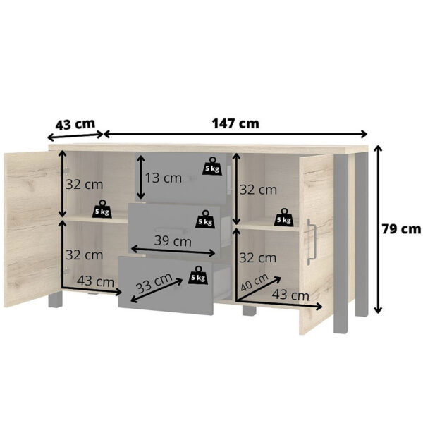 LINO OI26 appenzeller fichte / čierna komoda - Image 3
