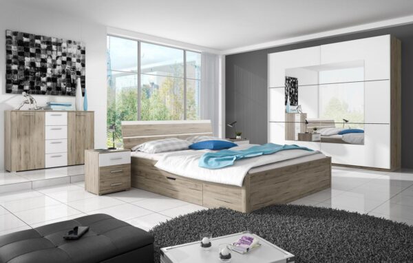Šatníková skriňa s posuvnými dverami so zrkadlom DELTA BE56 san remo light / biela - Image 3