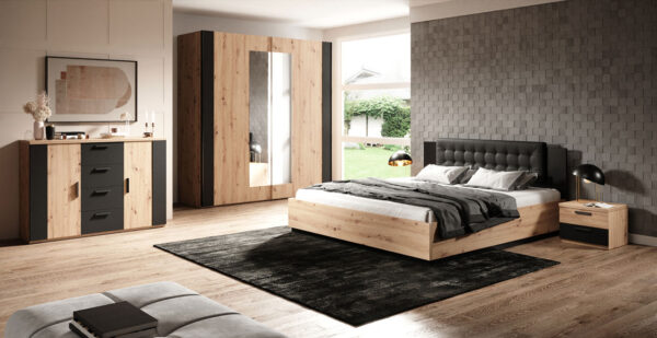 Posteľ 180x200 SAGMA SG32 remeselný dub / čierna - Image 3