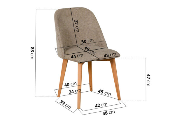 Čalúnená stolička DK29 svetlohnedá látka 35A - Image 3