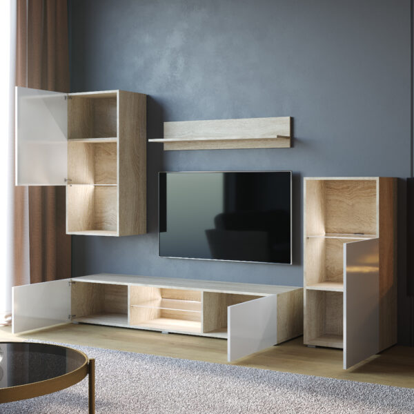 Obývacia stena LOFT biela lesklá - Image 3