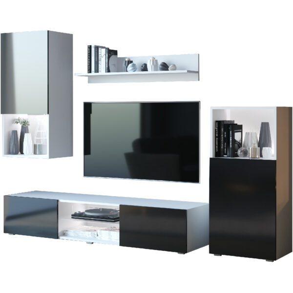 Obývacia stena LOFT biela / čierna lesklá - Image 2