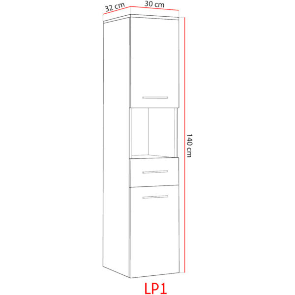 Vysoká kúpeľňová skrinka LUPO LP1 biely lesk - Image 2