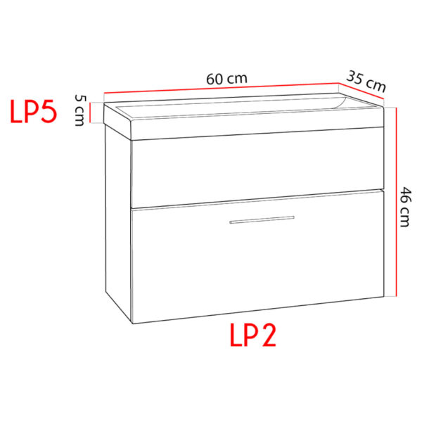 LUPO LP2 biela lesklá skrinka pod drez - Image 2