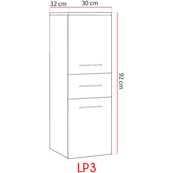 LUPO LP3 biela laminátová nízka kúpeľňová skrinka - Image 2
