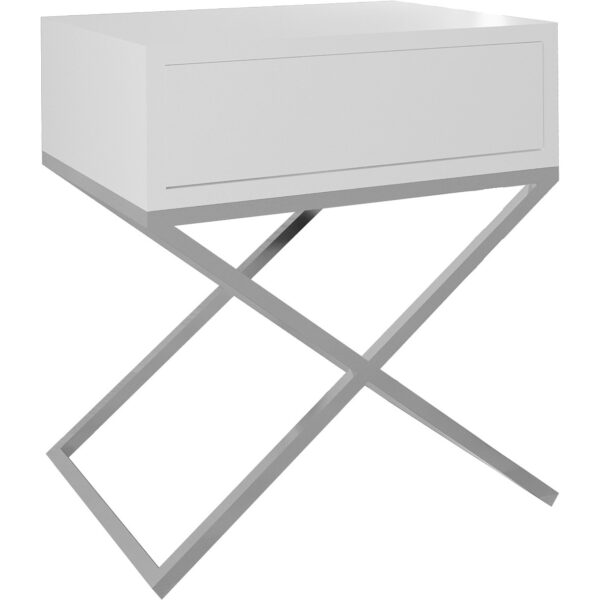 Nočný stolík SIENA biely / chróm - Image 2