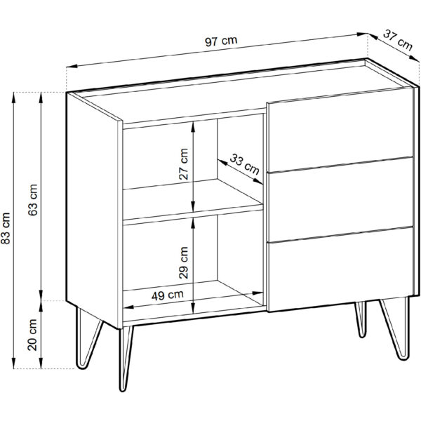 HARMONI 02 komoda čierna / čierna mramor - Image 4