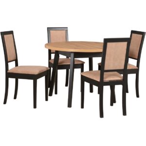 Stůl DS44 artisan laminát / černý + židle DK41 (4 ks) černá / 21B