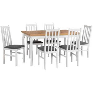Stůl DS40 artisan laminát / bílý + židle DK9 (6 ks) bílá / 8B