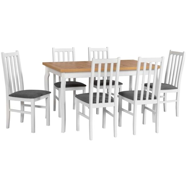 Stůl DS40 artisan laminát / bílý + židle DK9 (6 ks) bílá / 8B