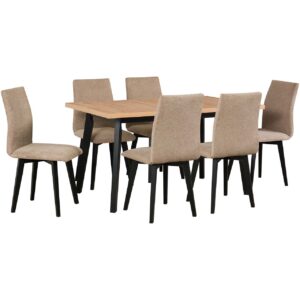 Stůl DS46 artisan laminát / černý + židle DK47 (6 ks) černá / 35A