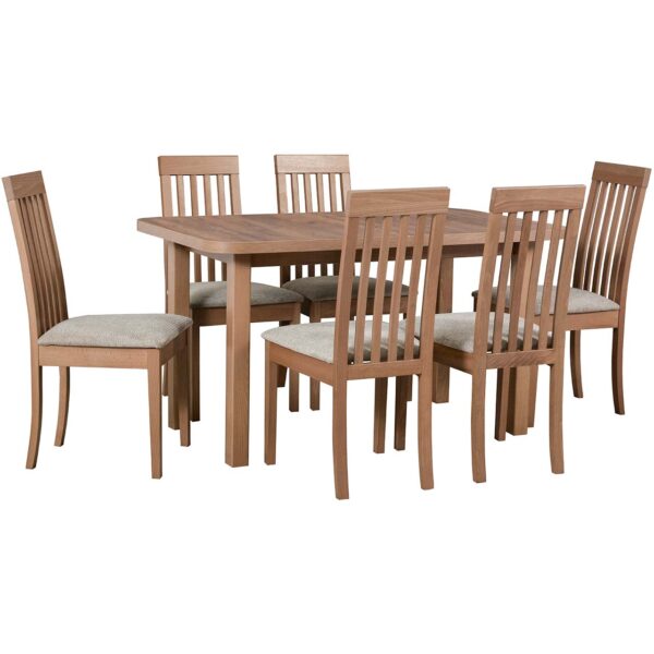 Stůl DS13 světlý ořech laminát + židle DK37 (6 ks) světlý ořech / 35A
