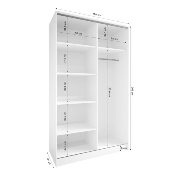 Posuvná skriňa TRIVI A 120 so zrkadlom biela / zlatá - Image 6