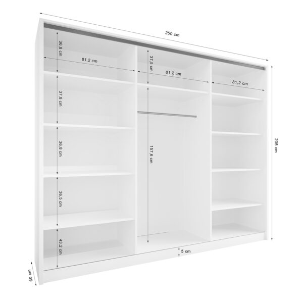 Posuvná skriňa TRIVI A 250 so zrkadlom biela / zlatá - Image 6