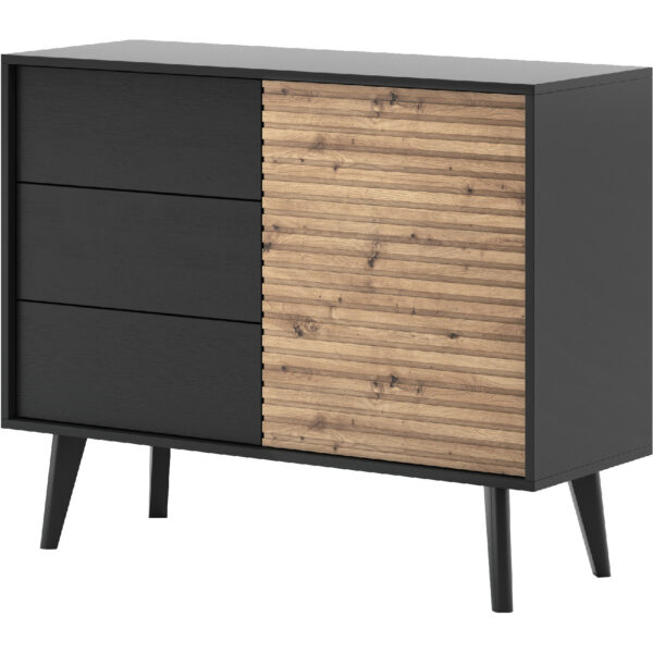 Komoda WOLLOW 02 černá / dub artisan